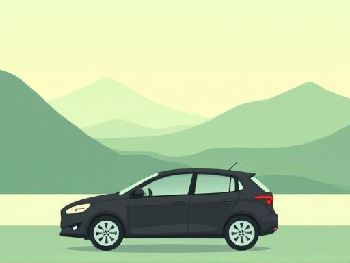 Grafik: Auto mit Vignette auf Autobahn